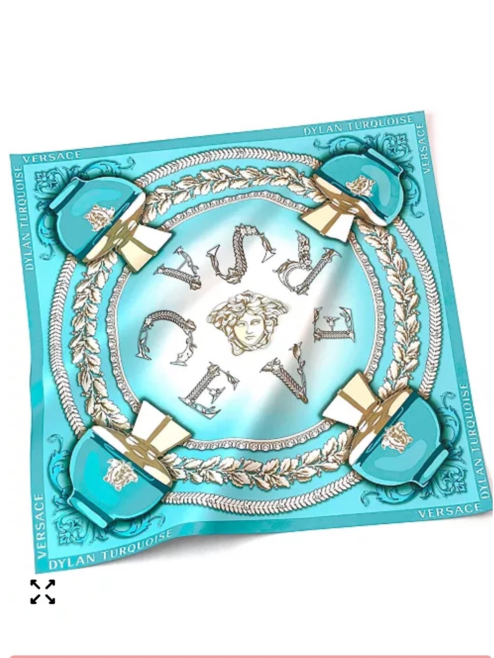 Versace Turquoise Medusa Print Silk Scarf